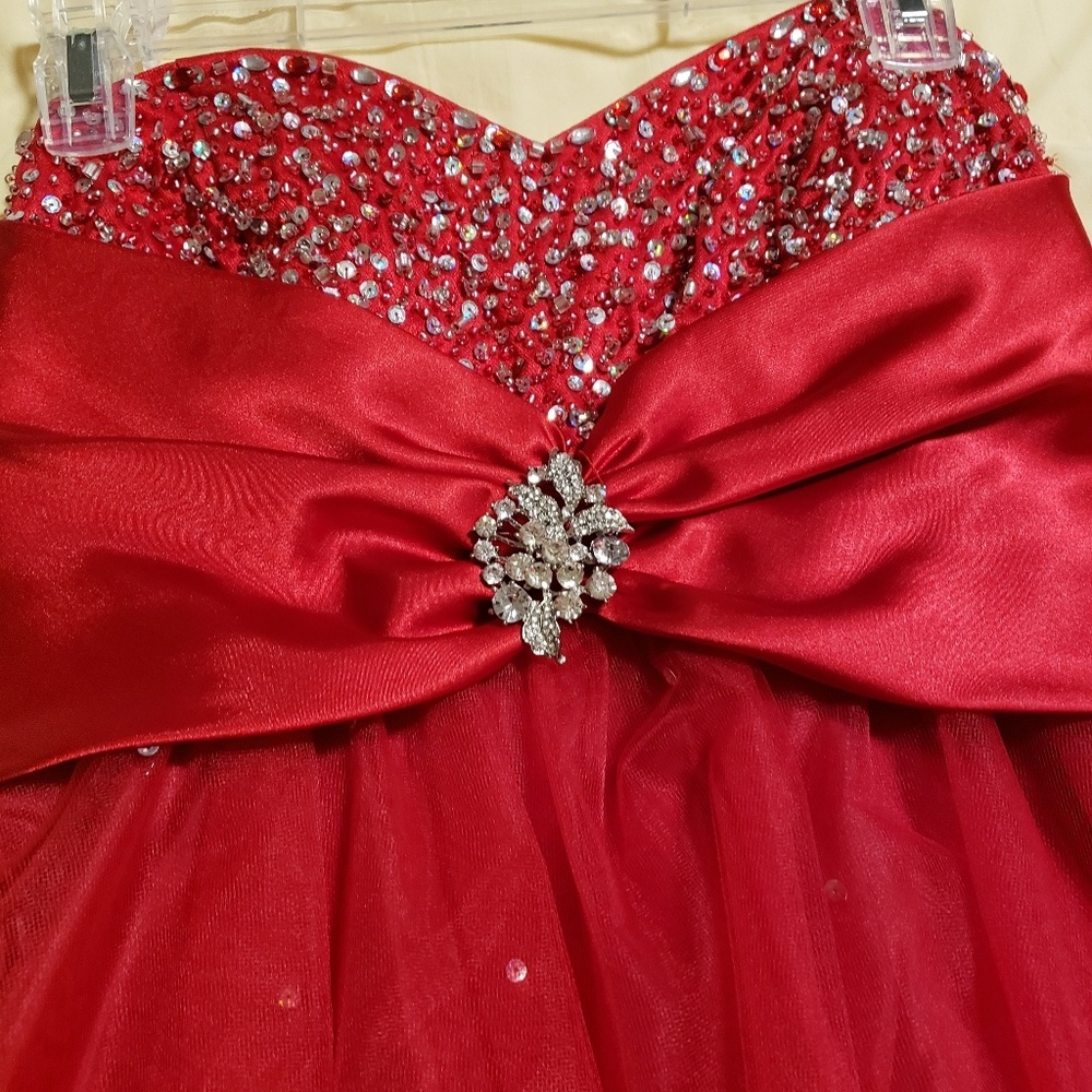 Red beautiful rhinestone dress